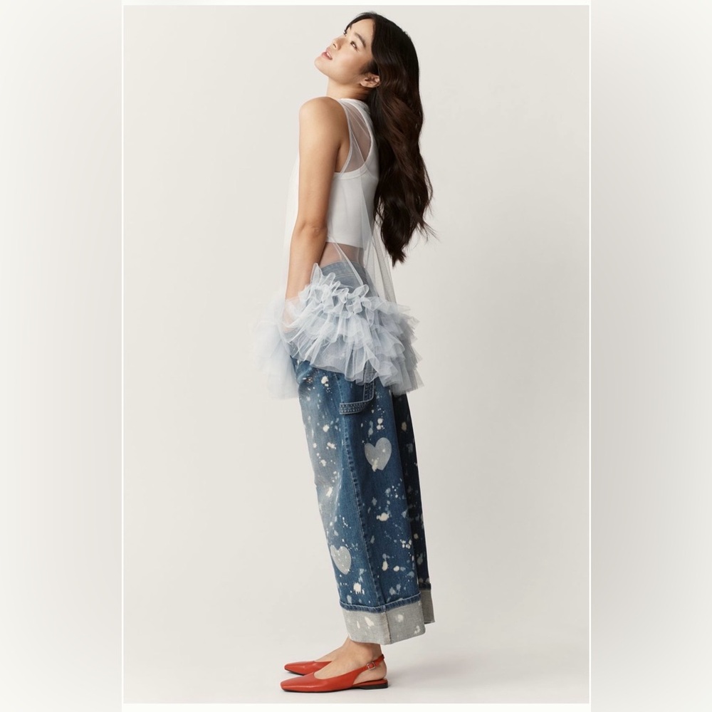 Anthropologie sheer tulle ruffle tunic size M/L - Picture 8 of 8